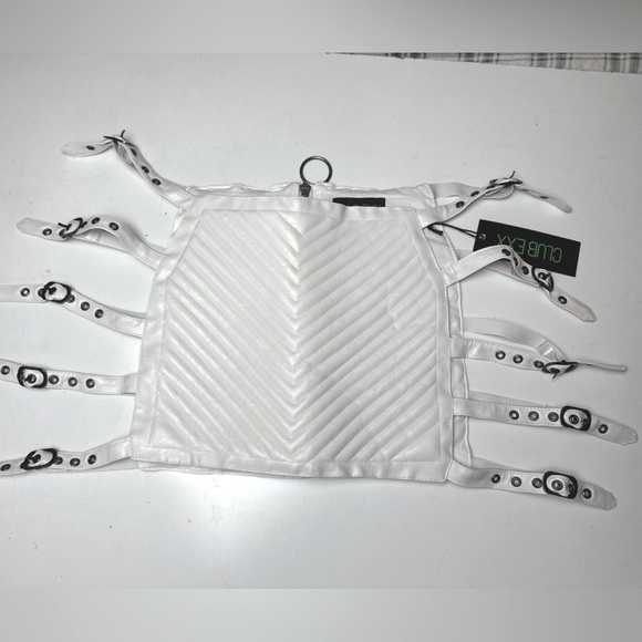 Club Exx X Dolls Kill White Rude Awakening Quilted Buckle Cutout Skirt NWT XL - Picture 1 of 16